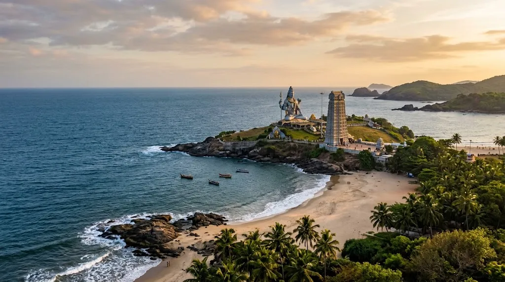 Murudeshwar Shiva statue and temple overlooking the Arabian Sea in coastal Karnataka